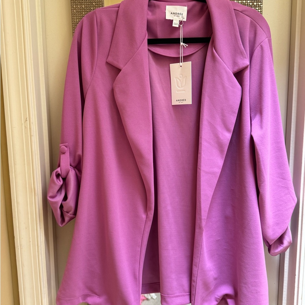 Andree by Unit Purple Blazer with Ruched Sleeves